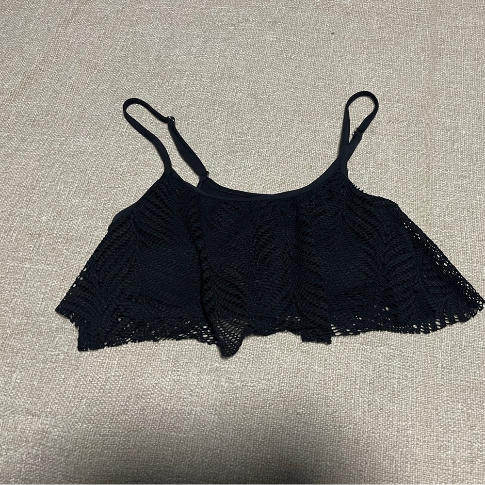 La Vie En Rose Black Crochet Bikini Top